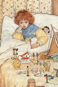 Girl in Bed with Toys - Get Well Greeting Card