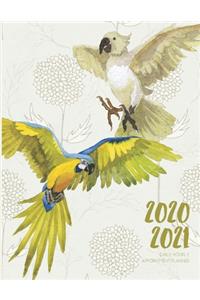 Daily Planner 2020-2021 Watercolor Parrot 15 Months Gratitude Hourly Appointment Calendar