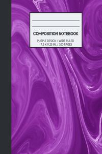 Purple Wide Ruled Composition Notebook: Blank Purple Marbling Lined Wide Ruled Composition Notebook - 100 Pages Perfect for Notes, Diary, Journal - Makes a Great Gift for Teacher friends a