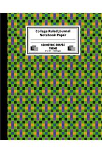 College Ruled Journal Notebook Paper. Geometric Shapes Theme