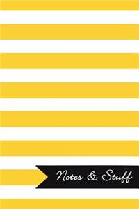 Notes & Stuff - Lined Notebook with Sunflower Yellow Striped Pattern Cover