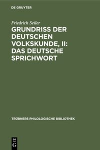 Grundriss der deutschen Volkskunde, II