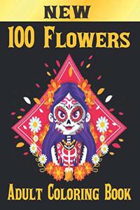 100 Flowers Adult Coloring Book