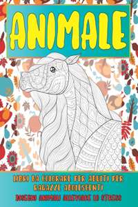 Libri da colorare per adulti per ragazze adolescenti - Disegni animali alleviare lo stress - Animale