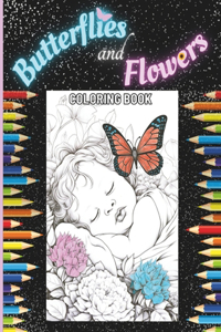 Butterflies and Flowers Coloring Book
