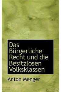 Das Ba1/4rgerliche Recht Und Die Besitzlosen Volksklassen