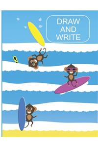Surfing Monkeys at the Beach Kids' Draw and Write Journal