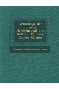 Grundzuge Der Biblischen Hermeneutik Und Kritik - Primary Source Edition