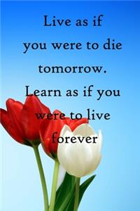 Live as if you were to die tomorrow. Learn as if you were to live forever