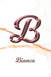 Bianca: Journal Diary - Personalized First Name Personal Writing - Letter B White Marble Rose Gold Pink Effect Cover - Daily Diaries for Journalists & Write