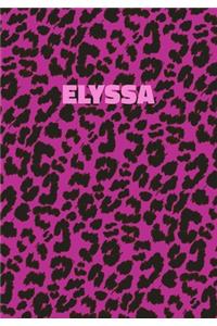 Elyssa: Personalized Pink Leopard Print Notebook (Animal Skin Pattern). College Ruled (Lined) Journal for Notes, Diary, Journaling. Wild Cat Theme Design wi