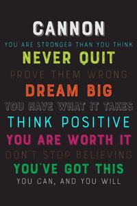 Cannon You Are Stronger Than You Think Never Quit Prove Them Wrong Dream Big You Have What It Takes Think Positive You Are Worth It Dont Stop Believing You've Got This You Can And You Will