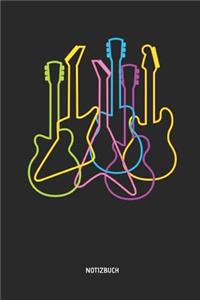 Notizbuch: Retro Neon Elektrische Gitarren - Liniertes Gitarren Notizbuch & Schreibheft. Tolle Geschenk Idee Für Gitarristen, Gitarren Musik Liebhaber, Gitarre