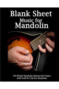 Blank Sheet Music for Mandolin Notebook