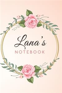 LANA'S Customized Floral Notebook / Journal 6x9 Ruled Lined 120 Pages School Degree Student Graduation university