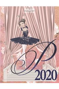 2020 Weekly Planner - Ballerina Princess Monogram Initial Letter 
