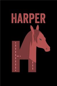 Harper: Journal (Diary, Notebook) Personalized Custom Name Alphabet Horse Birthday Gift for Girls