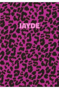 Jayde: Personalized Pink Leopard Print Notebook (Animal Skin Pattern). College Ruled (Lined) Journal for Notes, Diary, Journaling. Wild Cat Theme Design wi