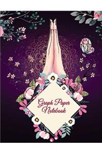 Graph Paper Notebook: Meditation Yoga Floral Design, 8.5