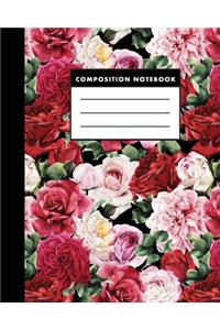 Composition Notebook: Red Rose 8x10 Composition Notebook - Easy to Study