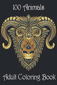 100 Animals Adult Coloring Book