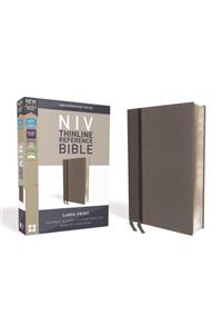 NIV, Thinline Reference Bible, Large Print, Leathersoft, Gray, Red Letter, Comfort Print