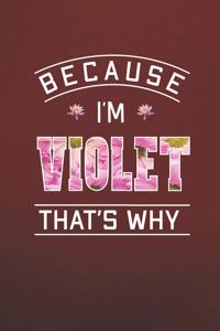 Because I'm Violet That's Why: First Name Funny Sayings Personalized Customized Names Women Girl Mother's day Gift Notebook Journal