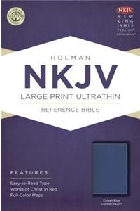 NKJV Large Print Ultrathin Reference Bible, Cobalt Blue LeatherTouch