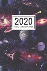 2020 Weekly & Monthly Planner: January 1 to December 31 Organizer with One Year Daily Agenda Calendar, Large 12 Month Planner with Galaxy Planets Cover and Inspirational Quotes fo