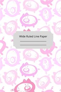 Cute Baby Pig Theme Wide Ruled Line Paper