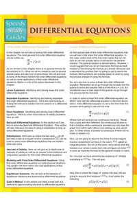 Differential Equations (Speedy Study Guides)