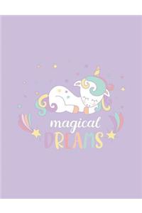 Magical Dreams: Magical Dreams on Purple cover and Lined pages, Extra large (8.5 x 11) inches, 110 pages, White paper