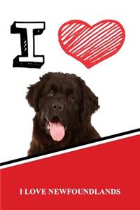 I Love Newfoundlands: Blank Cookbook Recipe Journal Featuring 120 Pages 6x9