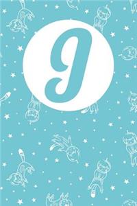 I: Letter I Journal, Cats in Space, Personalized Notebook Monogram Initial, 6 X 9