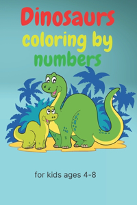 Dinosaurs coloring by numbers for kids ages 4-8