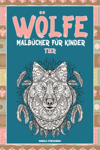 Malbücher für Kinder - Mandala Stressabbau - Tier - Wölfe