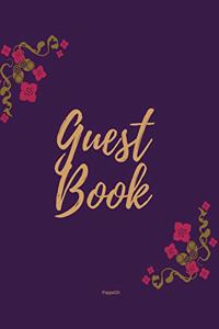 Guest Book - Golden Frame #2 on Pink Paper