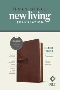 NLT Compact Giant Print Bible, Filament-Enabled Edition (Leatherlike, Mahogany Celtic Cross, Red Letter)