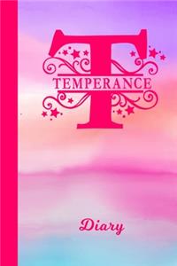 Temperance Diary: Personalized First Name Personal Writing Journal - Cute Pink Purple Watercolor Cover - Daily Diaries for Journalists & Writers - Note Taking - Write