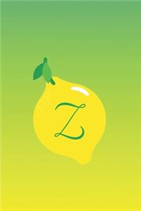 Z: Lined Journal/Notebook Personalized with Letter Monogram for Lemon Lovers