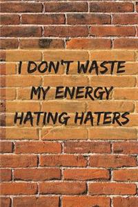 I Don't Waste My Energy Hating Haters