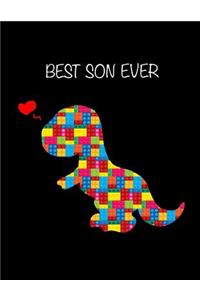 Best Son Ever: Lego Valentines Dinosaur Gift for Boys Sketchbook, Sticker Book - Activity Book for Kids, Young Artists Large Notebook 8.5x11, 100 Pages