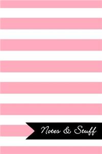 Notes & Stuff Lined Notebook With Pale Pink Striped Pattern Cover