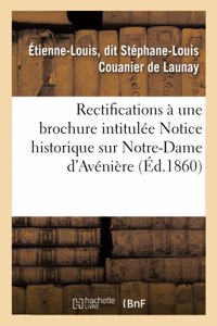 Rectifications À Une Brochure de M. Maignan Intitulée Notice Historique Sur Notre-Dame d'Avénières