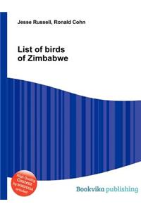 List of Birds of Zimbabwe