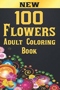 100 Flowers Adult Coloring Book