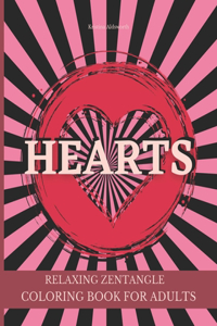 HEARTS Relaxing Zentangle Coloring Book For Adults