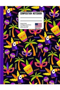 Composition Notebook College Ruled: Coconut Tree Toucan Tropical Party Back to School Composition Book for Teachers, Students, Kids and Teens