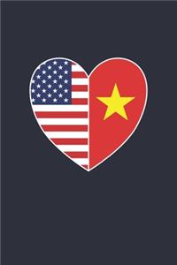 Vietnam Fourth of July Gift - American Vietnamese Flag Notebook - USA Vietnam Journal