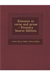 Remains in Verse and Prose